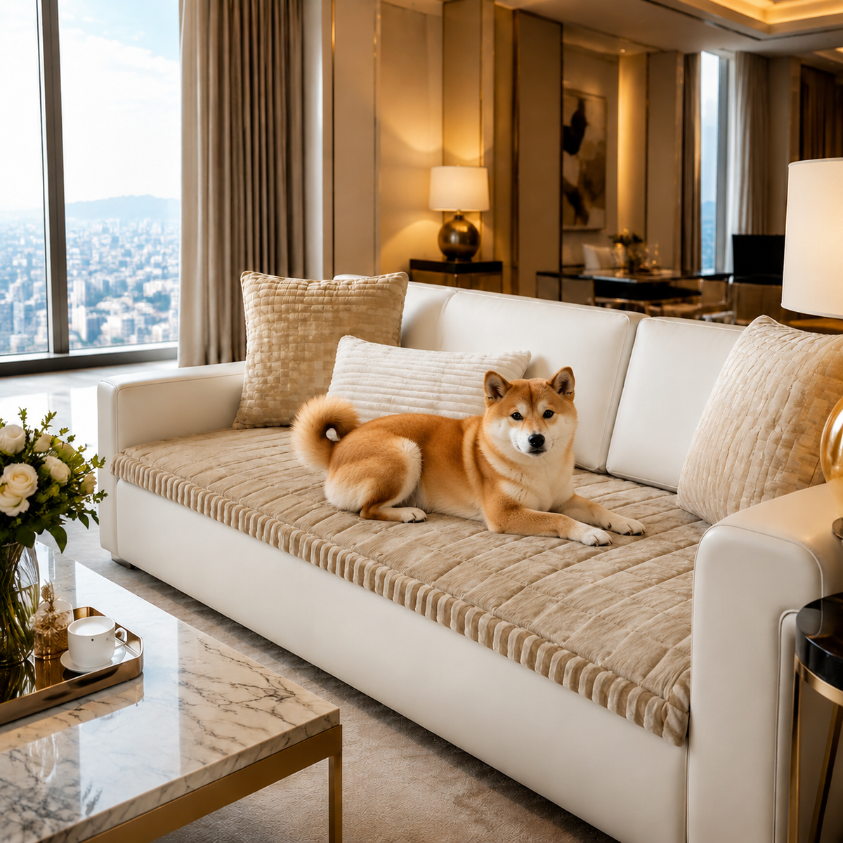 Plush Quilted Non Slip Pet Sofa Cover